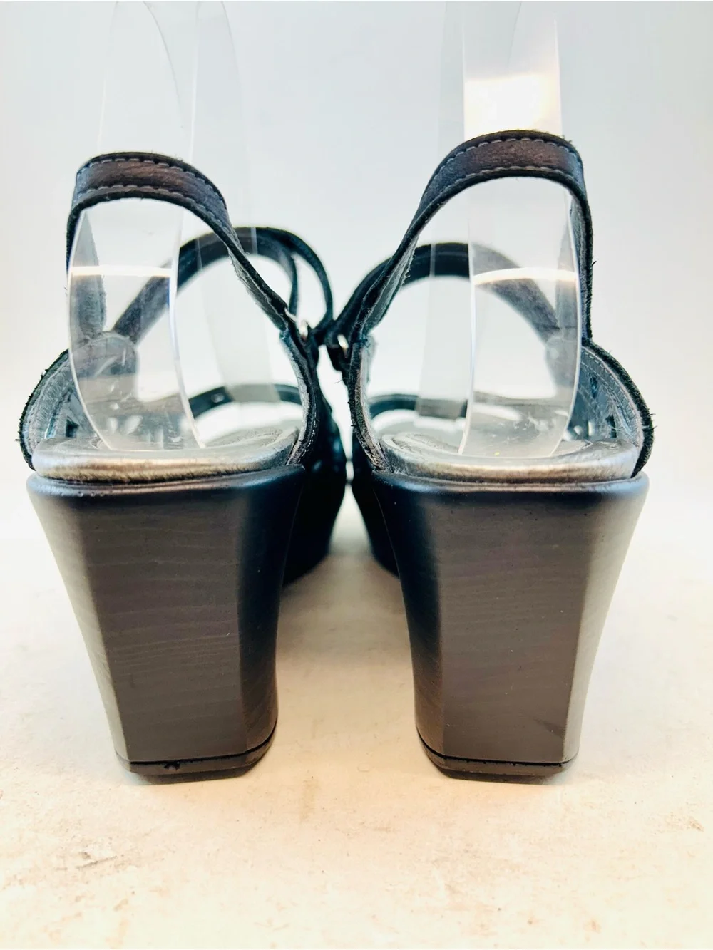 Naot Black Leather Metallic Road Deluxe Slingback Wedge Heel Sandals 8 39